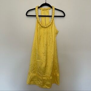 Christiane celle yellow braided neck silk taffeta dress keyhole back resortwear